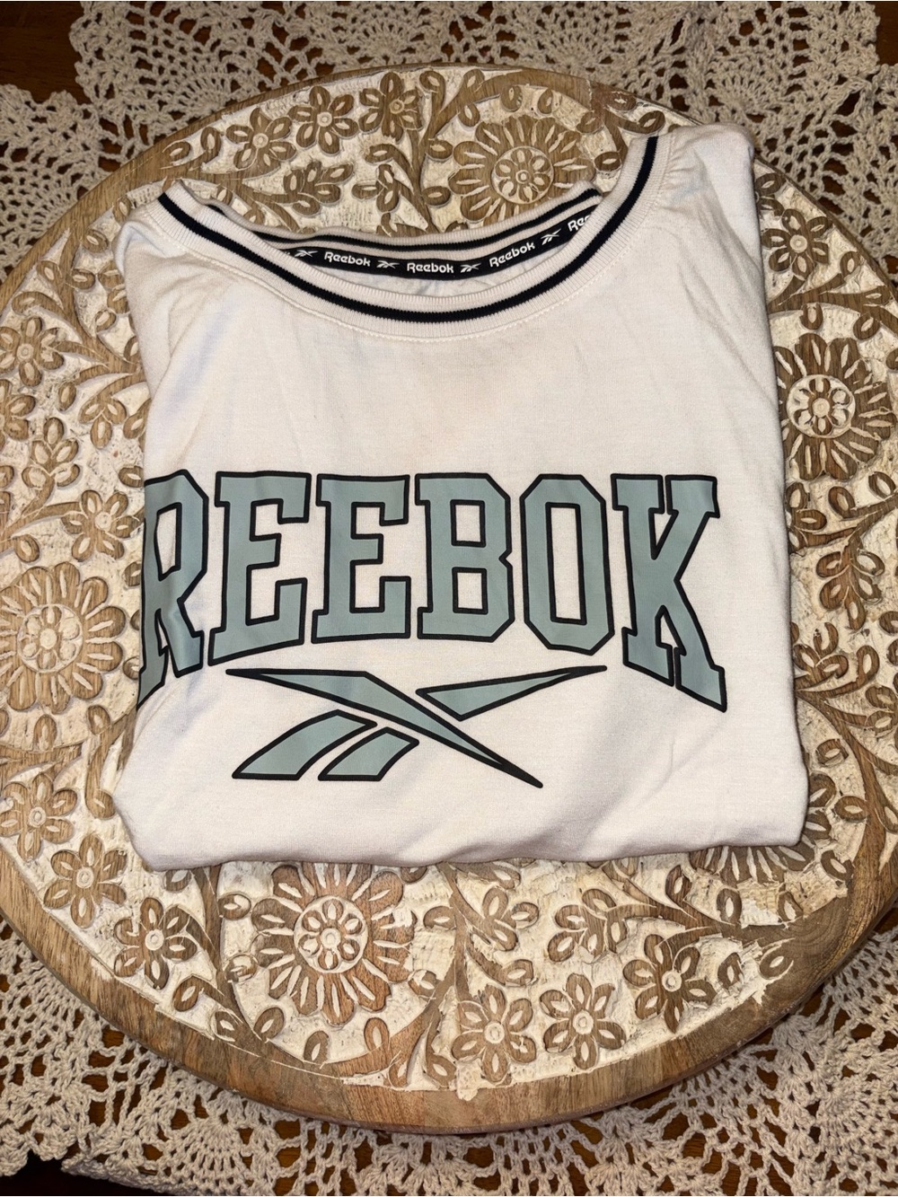 Reebok White Tee with Mint Accent Logo